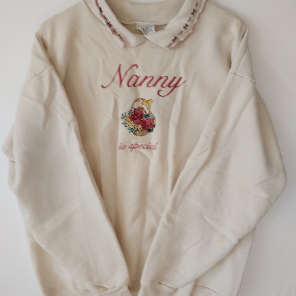 Nanny Is Special Cream Embroidered Sweatshirt